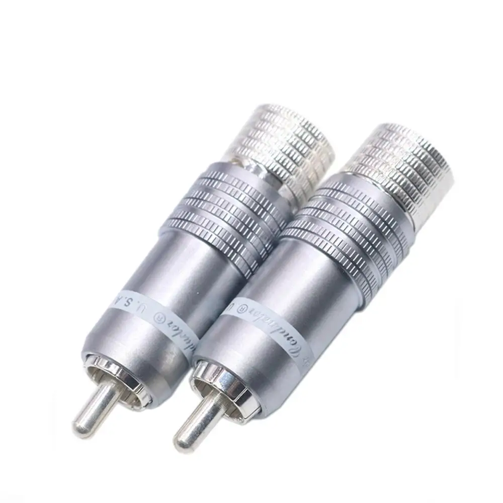 

TOP-HiFi 4pcs/lot CMC-8236-WU Silver Plated RCA Plugs Audio Ailfiler DVD Player Speaker RCA Interconnector Cable Connector