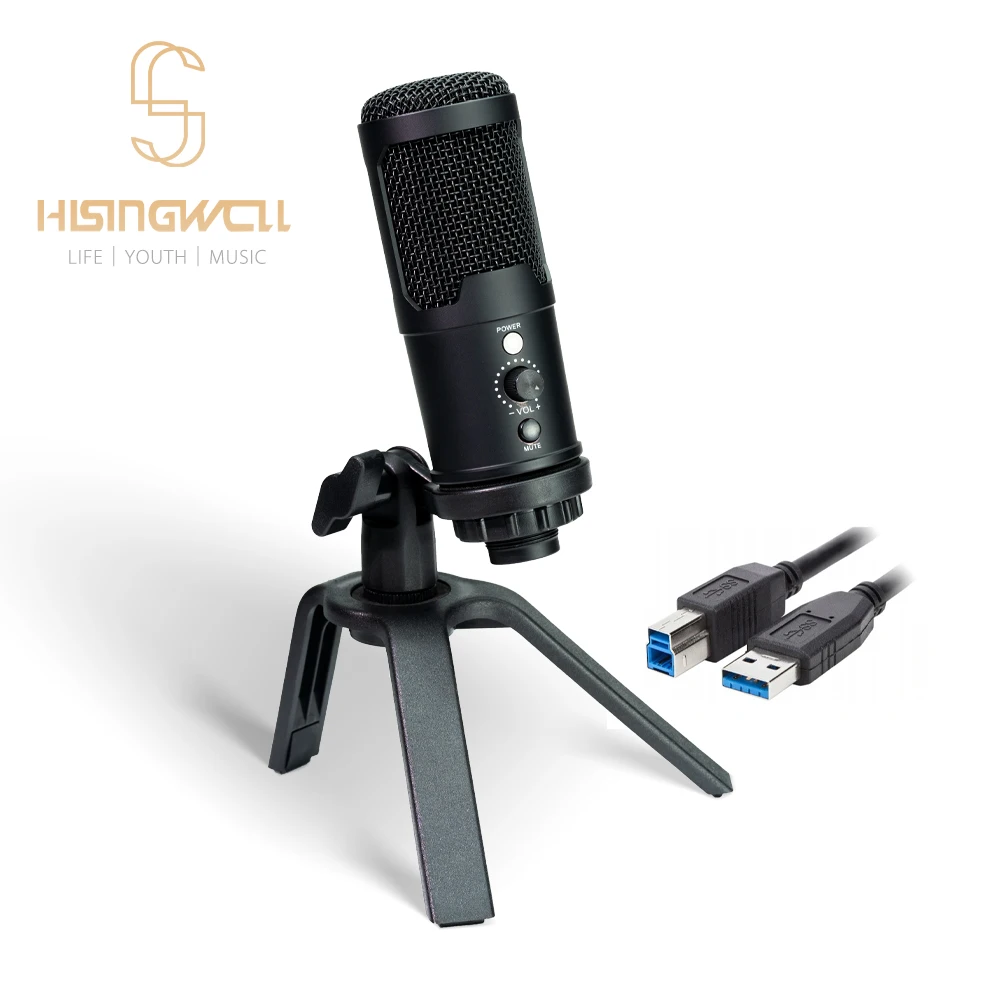 Конденсаторный USB-микрофон HISINGWELL студийная запись голоса YouTube совместим с