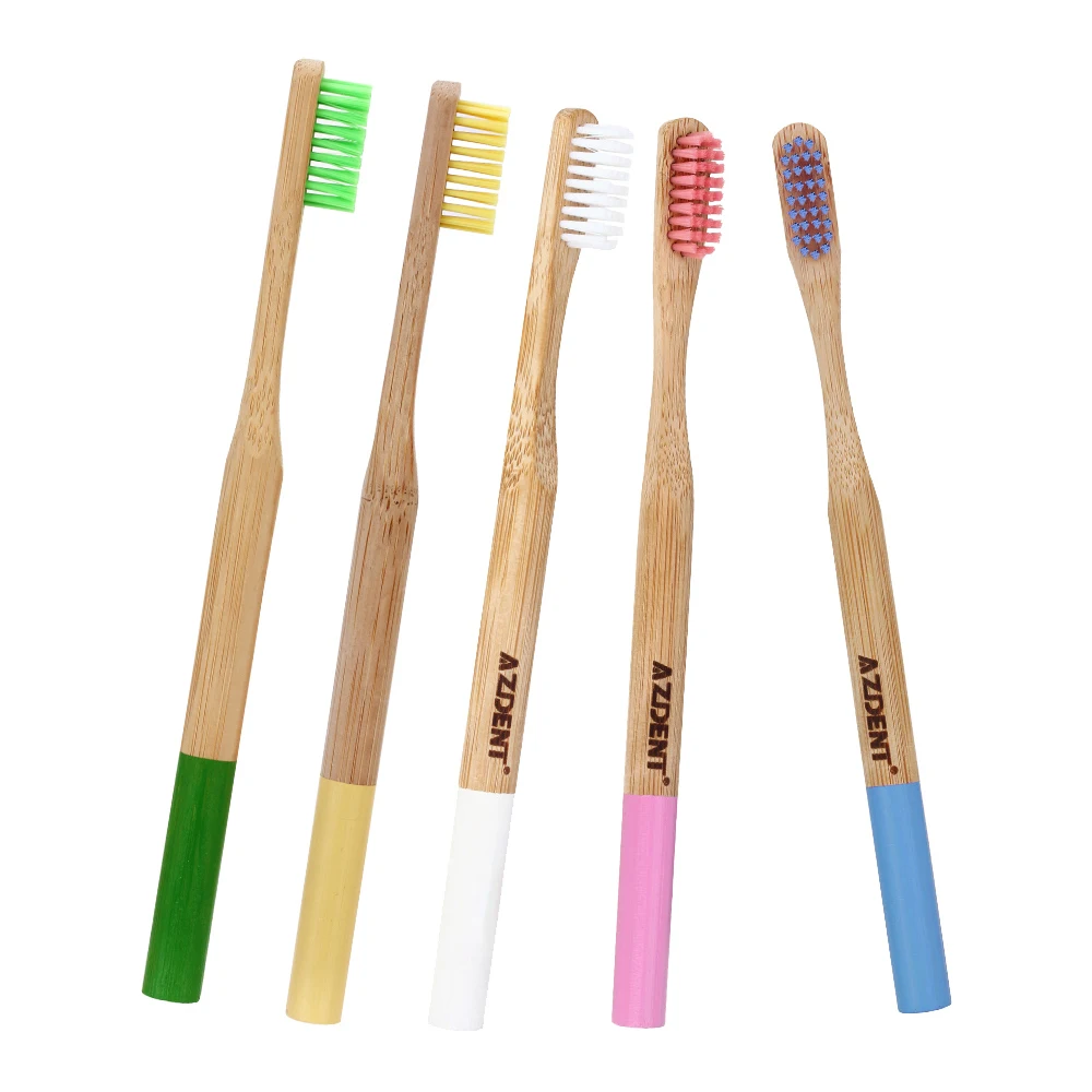 Зубная щетка AZDENT с бамбуковым углем и деревянной ручкой 5 шт.|toothbrush wood|charcoal