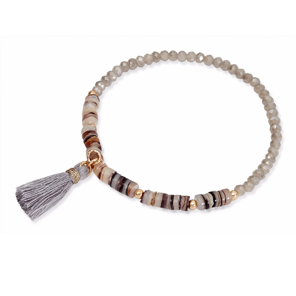 bracelet Lohri кристалл натуральный камень стекло браслет из бисера натуральный настоящий четырехлистный клевер талисманы браслет подарок на удачу браслеты для женщин - Окраска металла: bracelet