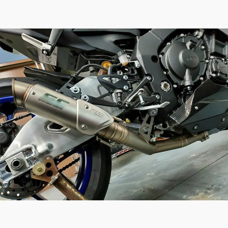 

60.5mm Motorcycle Exhaust System Link Pipe Titanium Aloy Middle Section Tube Pipe For Yamaha YZF R1 2015 2016 2017 2018 Slip On