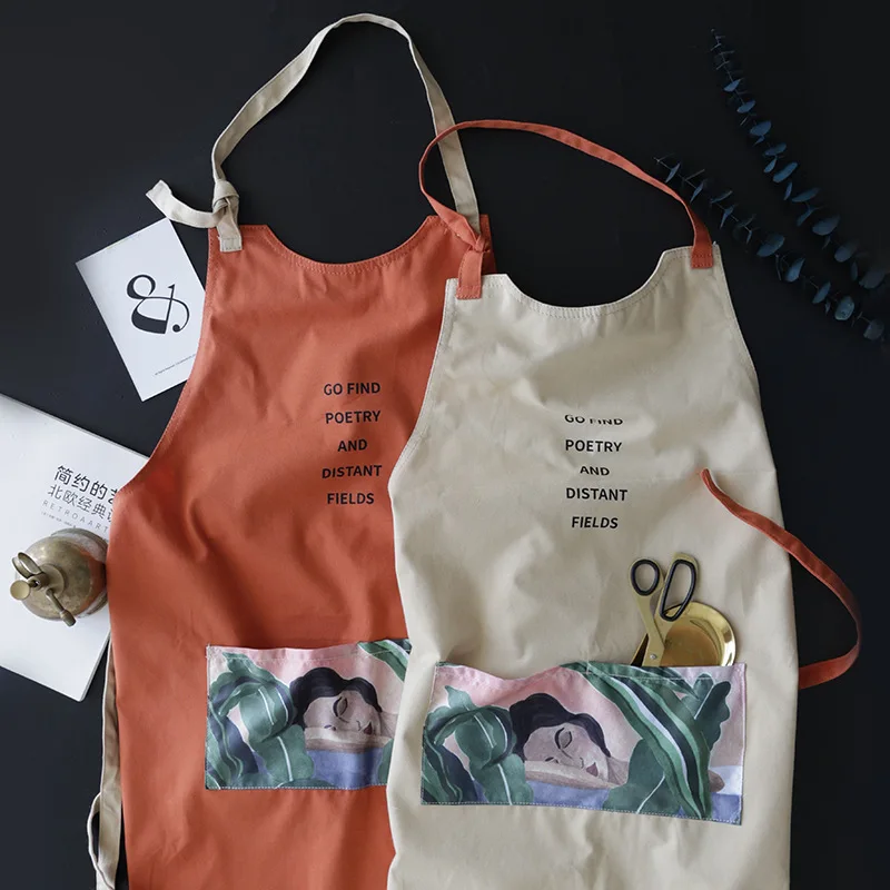 

Хлопковый брезентовый фартук для ресторана, Карманный Фартук, платье для взрослых, Рабочая форма