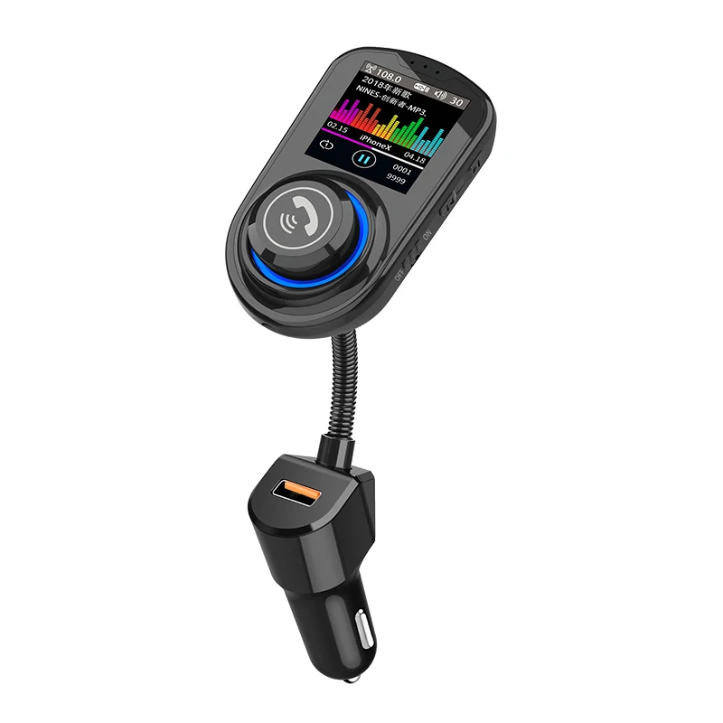 Автомобильный FM трансмиттер с цветным экраном Bluetooth 5 0 беспроводной модулятор mp3