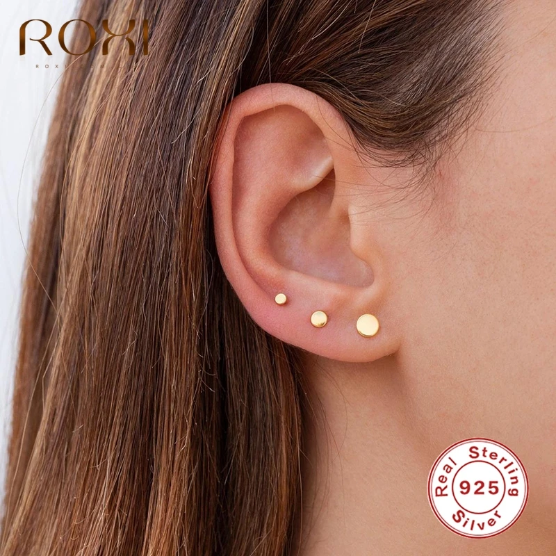 

ROXI 3Pcs/Set 2/3/4mm Mini Round Stud Earrings for Women Girls Unusual Earrings Piercing 925 Sterling Silver Wedding Jewelry