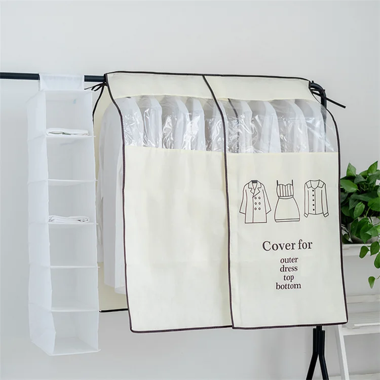 

Clothes Hanging Dust Cover Dress Suit Coat Storage Bag Case Organizer Wardrobe Dress Clothing Hanging Dust Cover