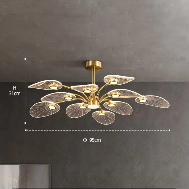 

Nordic светодиодный потолочный светильник современный Медь люстры для Спальня Гостиная форма листа лотоса дизайн, Декор для дома, Декор для до...