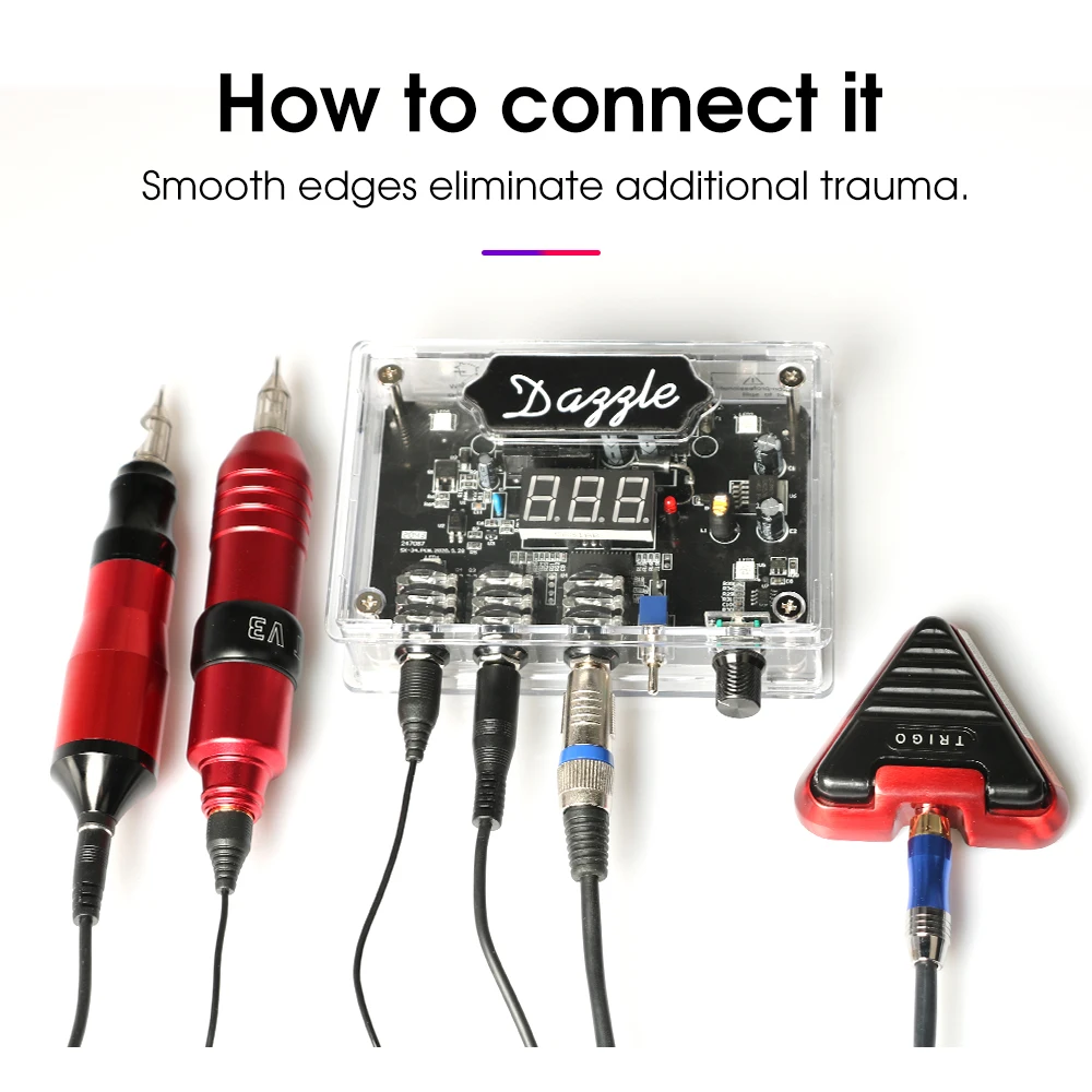 

Tattoo Power Supply 0-18V Transparent shell Dazzle Color LED Display Fully compatible tattoo pen power supply battery pack