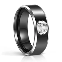 ywshk 2021 black stainless steel ring for women custom engrave twelve constellations lover couple rings charm jewelry gift