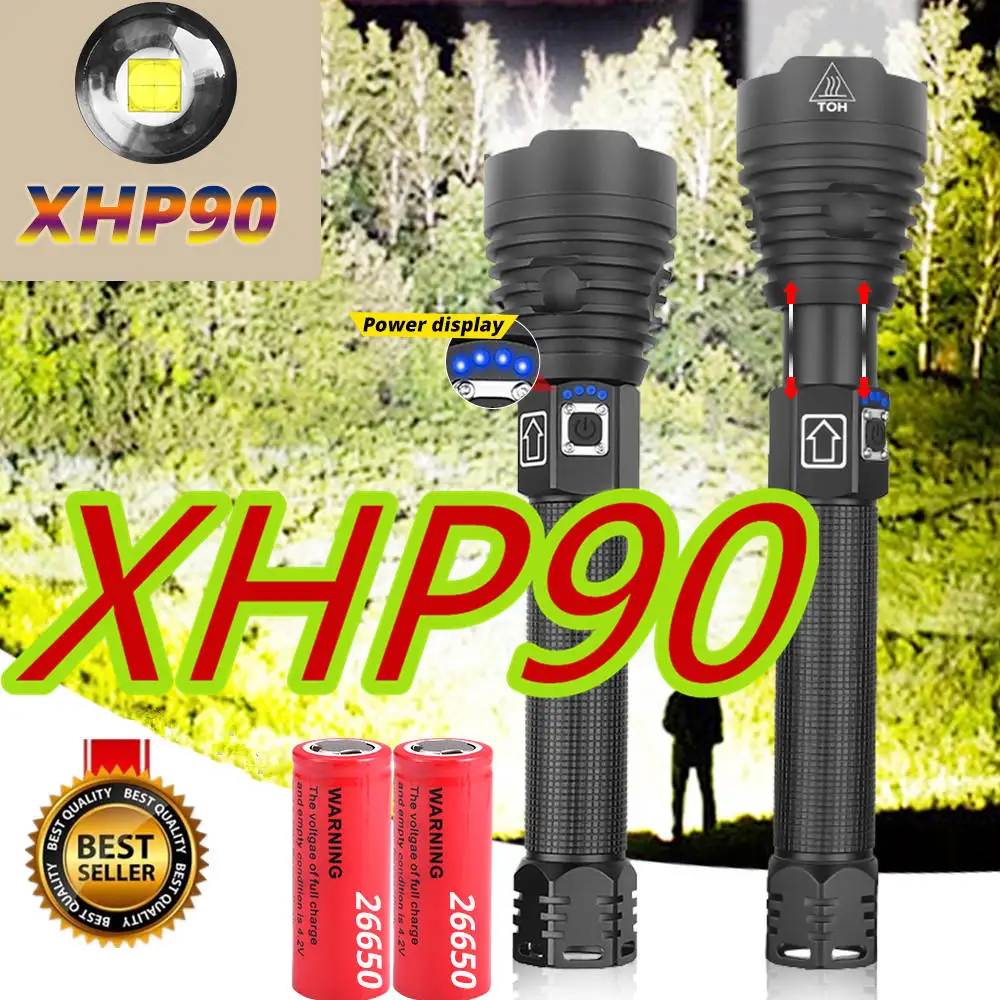 2020 XHP90 Мощный светодиодный вспышка светильник s XHP70 зум тактический фонарь
