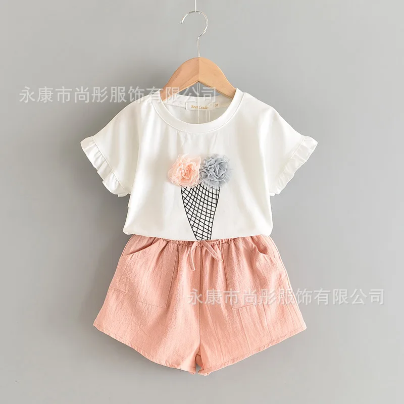 

Children's Ice Cream Printed T-shirt Shorts Girls' Suit