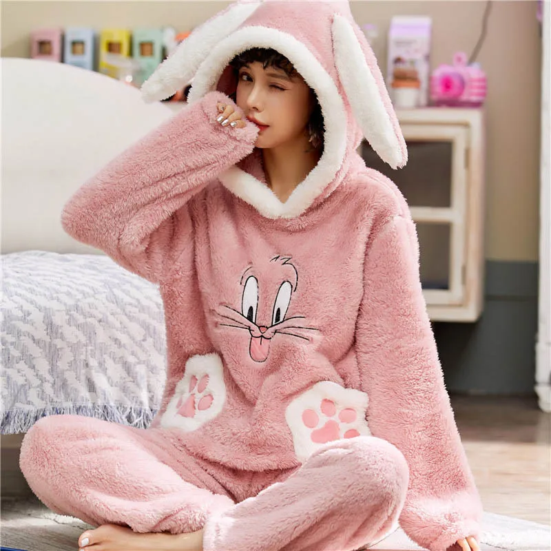 Зимние новые пижамы для женщин утепленные теплые комплект из 2 предметов с