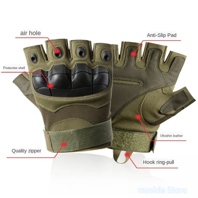 

50pair Tactical gloves men and women outdoor half finger protective sports training outdoor cycling gloves