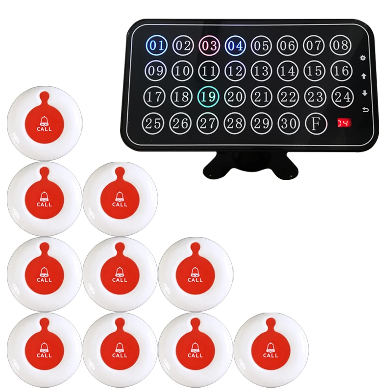 30 Number Table Call System Wireless Restaurant Waiter Service Calling Pager Buttons with Call Cancel Key