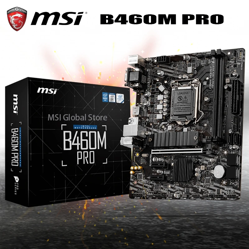 Günstig LGA 1200 MSI B460M PRO Motherboard DDR4 64GB M.2 SATA3 DVI VGA Unterstützung 10th-Gen Cpu Desktop Intel B460 Placa-Mãe 1200 Micro ATX