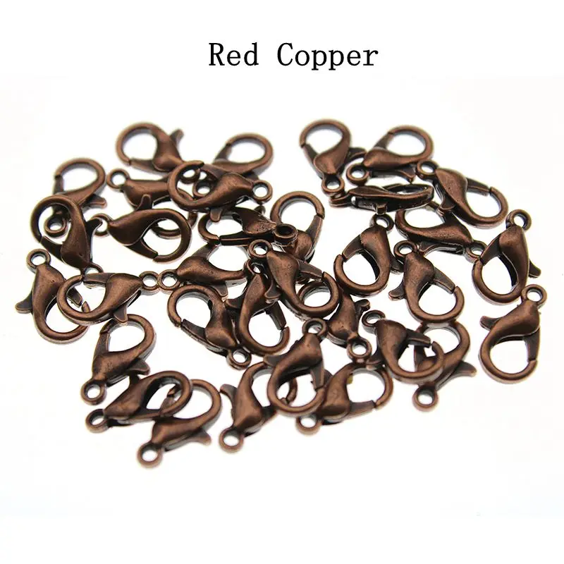 red copper 10 12 14 16 18 21 мм серебряный пистолет черный карабин застежки крючки для соединитель для браслета, ожерелья конец застежки Fit DIY ювелирных изделий - Цвет: red copper