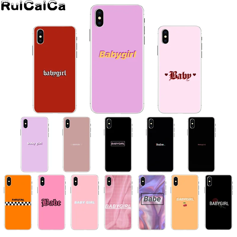 RuiCaiCa Babe babygirl honey line Text art Smart Cover мягкий чехол для телефона Apple iPhone 8 7 6S Plus X XS MAX 5 5S SE XR