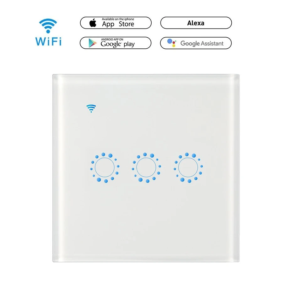 

CBE Smart Light Touch Switch EU UK Tuya EWelink Voice Control 1/2/3 Gang WiFi Wall Switch Work with Alexa Google Home