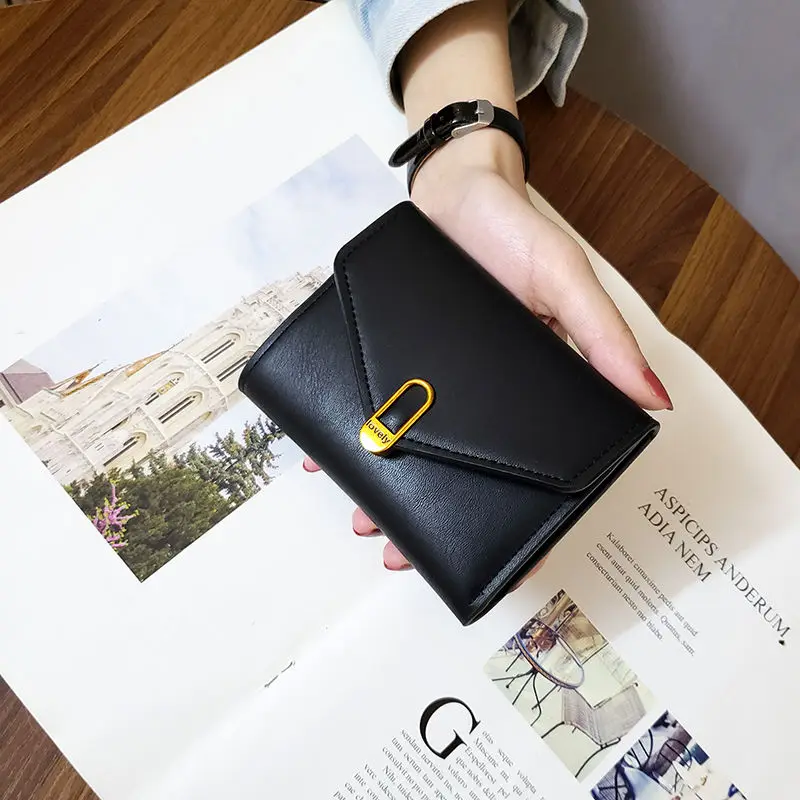 

Ins Simple Women's Wallet Women Short Three-Fold Small Purse Coin Card Bag