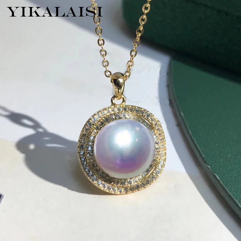 

YIKALAISI 925 стерлингового серебра Серебрянное ювелирное ожерелье для женщин; Женская обувь на каблуке 9-10 мм сжатая натуральный пресноводный же...