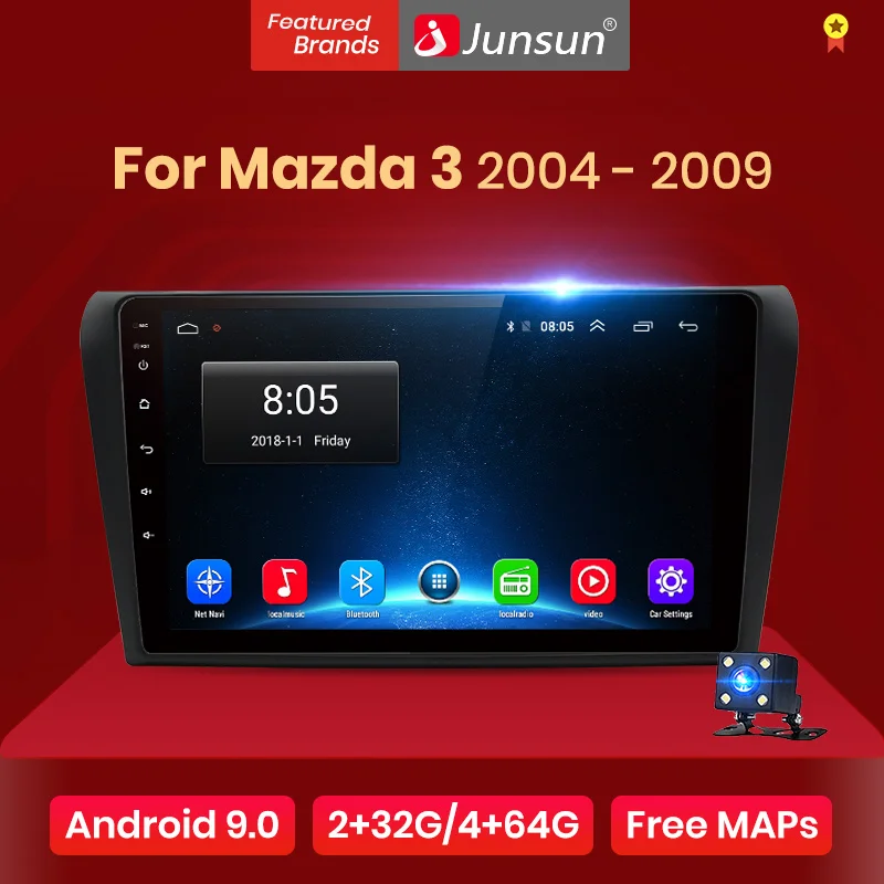 Junsun 2G + 32G Android 9 0 для Mazda 3 bk 2004 2009 Mazda3 Auto 2 din Автомобильный Радио стерео плеер Bluetooth GPS