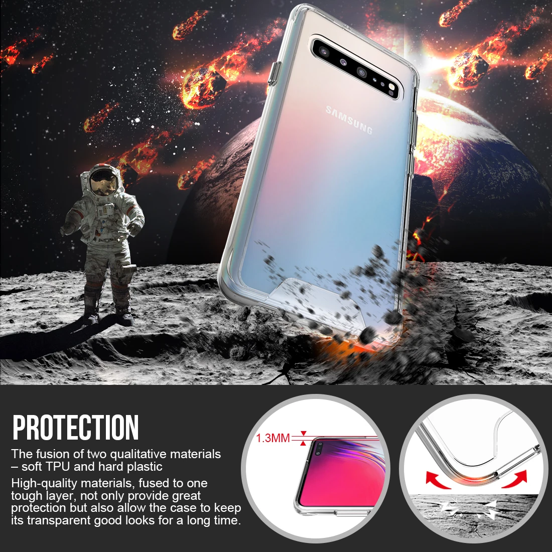 Space Case for Samsung Galaxy S10 Plus Lite 5G S10Plus S10Lite S10e Soft TPU + Hard PC HD Clear Shell Hybrid Shockproof Cover