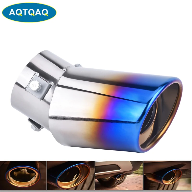 AQTQAQ 1 шт. жареная синяя выхлопная труба из нержавеющей стали для автомобиля