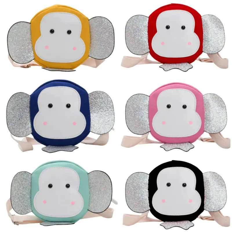 Girls Cartoon Monkey PU Leather Coin Purses Shoulder Bag Messenger Crossbody Handbag Baby Kids Mini Purse | Багаж и сумки - Фото №1
