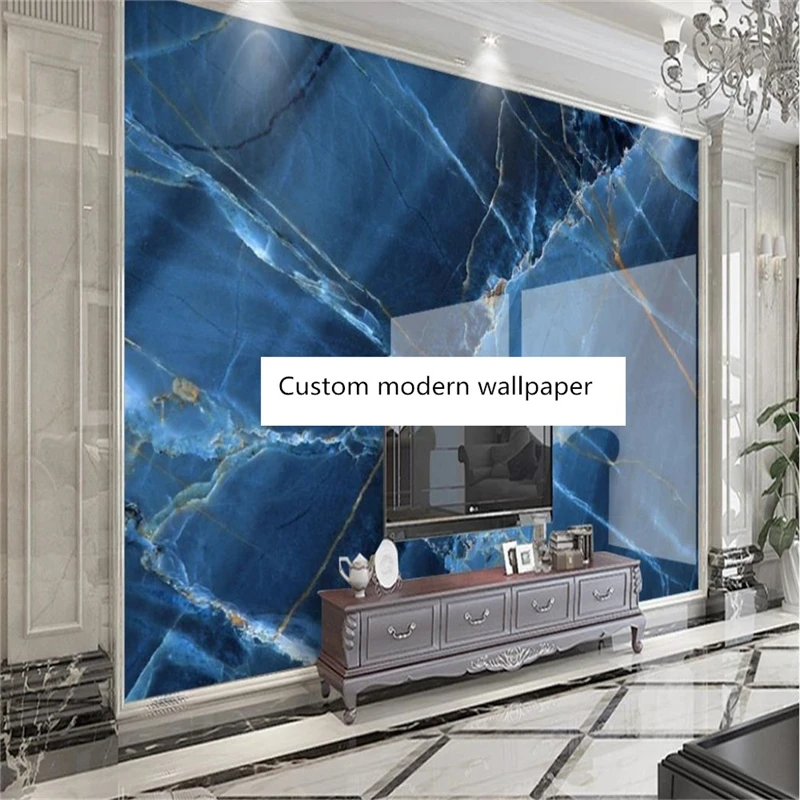 Обои beibehang под заказ современные синие Классические мраморные обои для гостиной