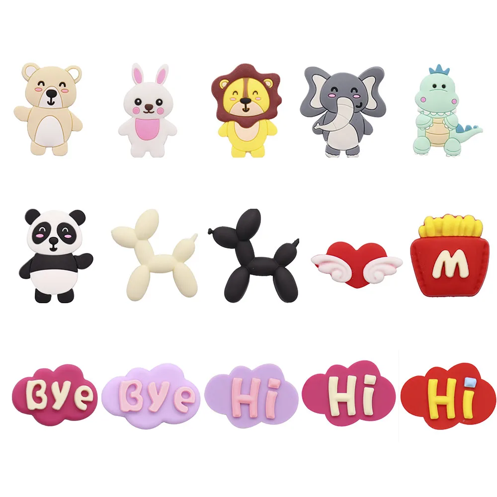 

1PCS PVC Cute Cartoon Animal Word Fridge Magnetic Sticker Hi Bye Bear Rabbit Lion Elephant Dinosaur Panda Refrigerator Magnets