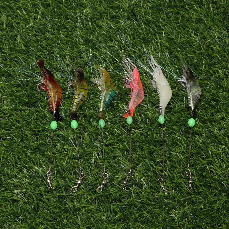 6 шт./лот светящаяся искусственная приманка Мягкая силиконовая