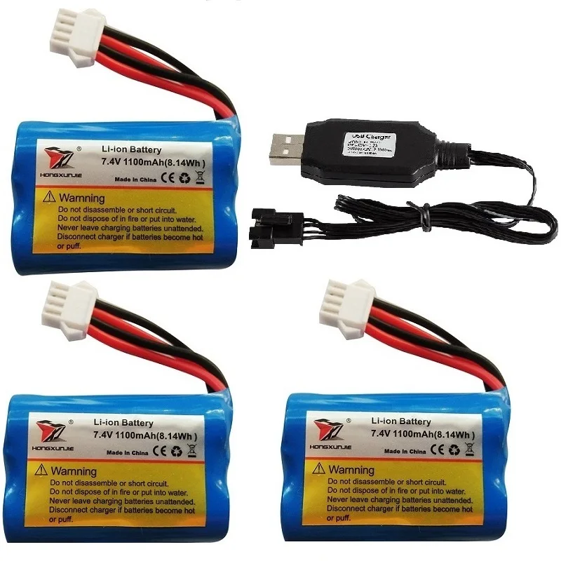 Батарея 7 4 в 1100 мАч 18500 с USB зарядным устройством для hj808 UDI 001 usu001 HQ960 батарея лодки