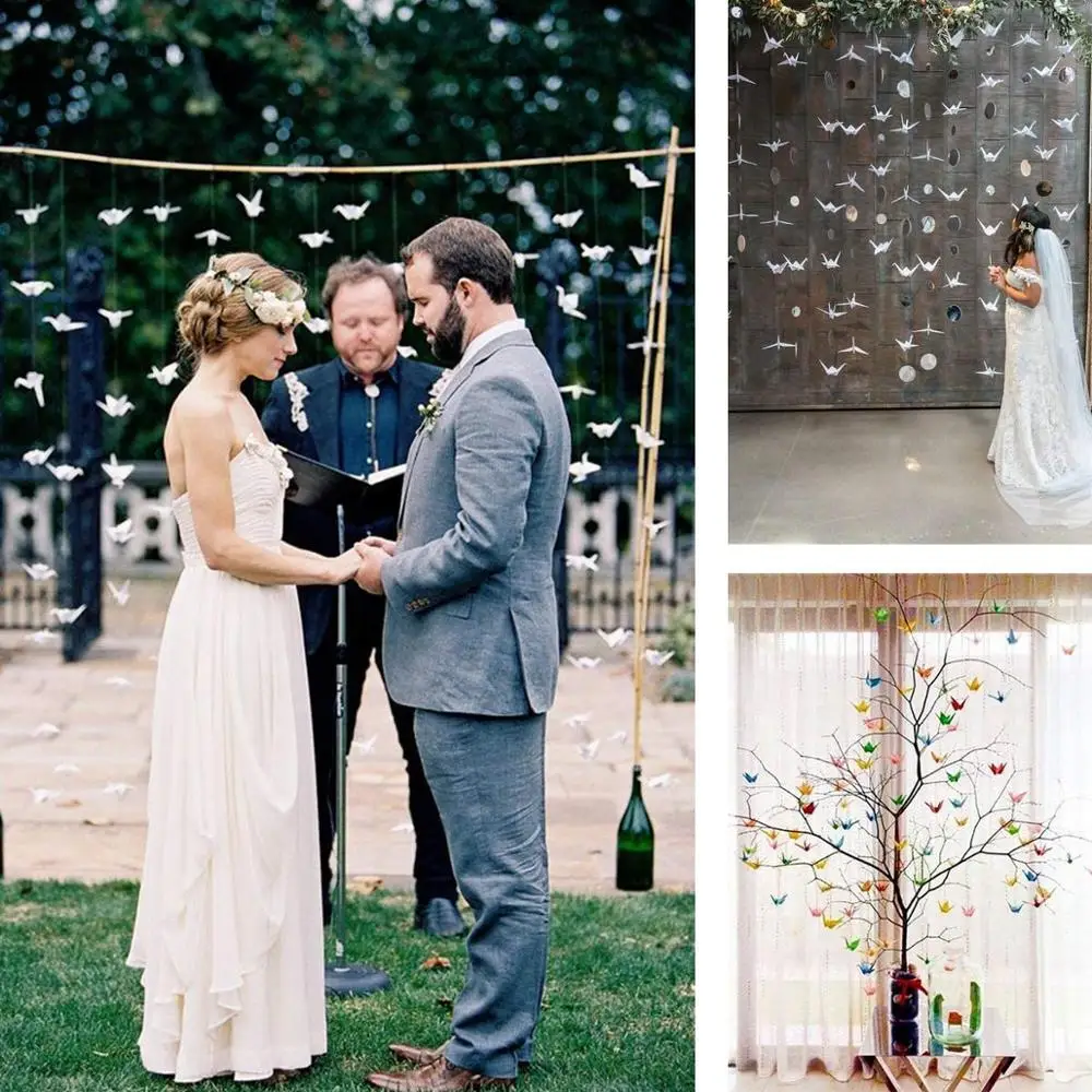 100 шт. перламутровая бумага в сложенном виде оранжевый оригами кран DIY гирлянда