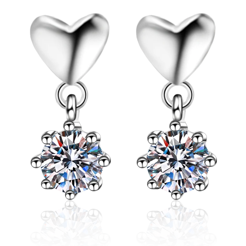 Женские серьги-гвоздики из серебра 925 пробы с муассанитом | Украшения и