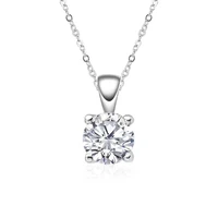 trendy real 1ct d color moissanite necklace plated gold 925 sterling silver 4 prong gra moissanite clavicle necklace gift