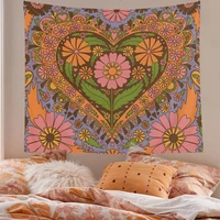 retro flower tapestry 80s tapestry retro wall decoration bedroom 90s flower heart