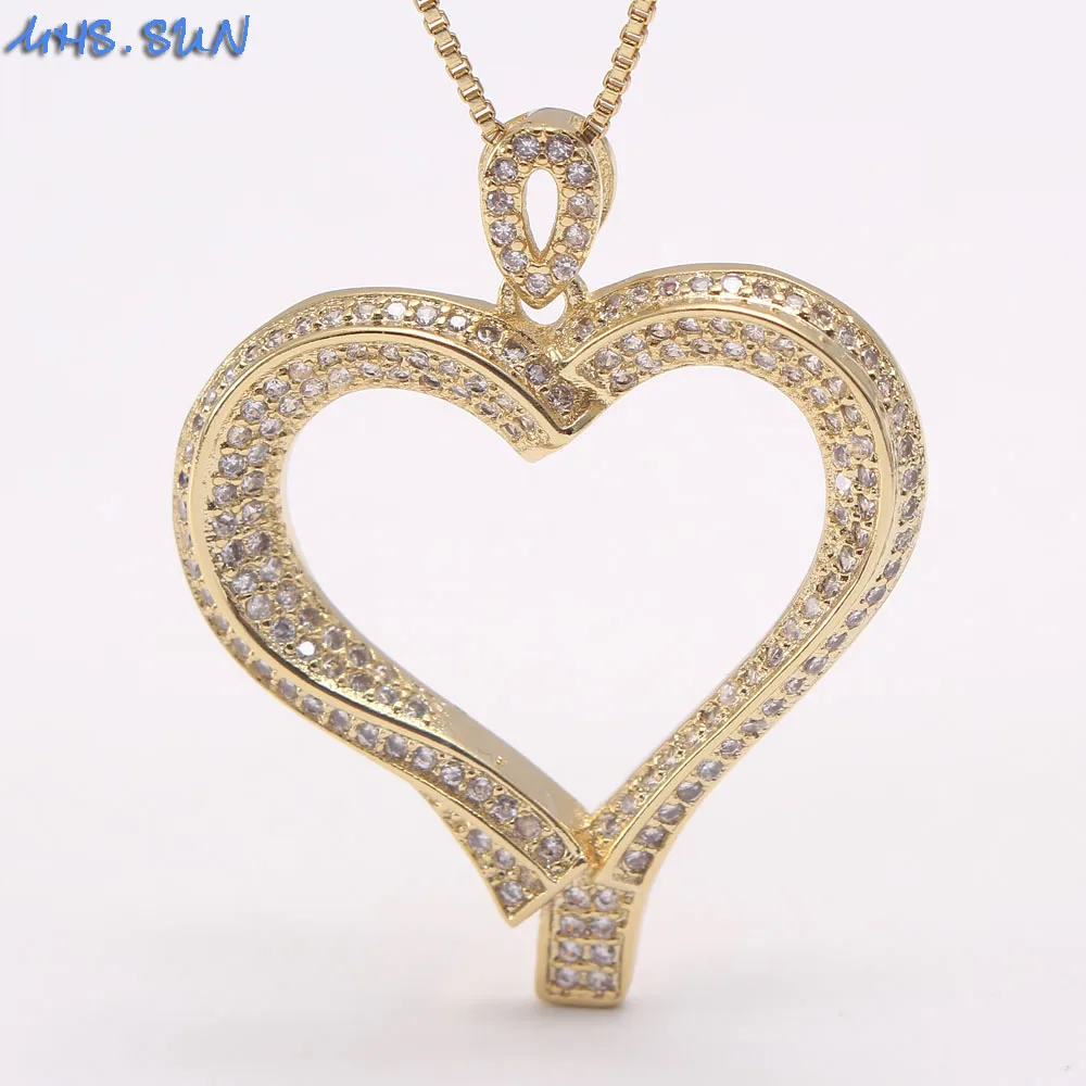 Винтажное женское ожерелье MHS.SUN с кулоном в виде сердца из циркония класса ААА