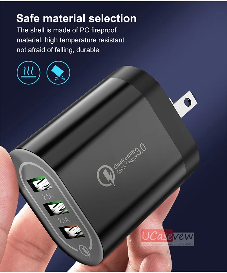 3 порта USB быстрая зарядка 5 в 2,4 А зарядное устройство 18 Вт адаптер питания для iPhone iPad samsung Xiaomi huawei QC3.0 быстрая настенная Зарядка для путешествий