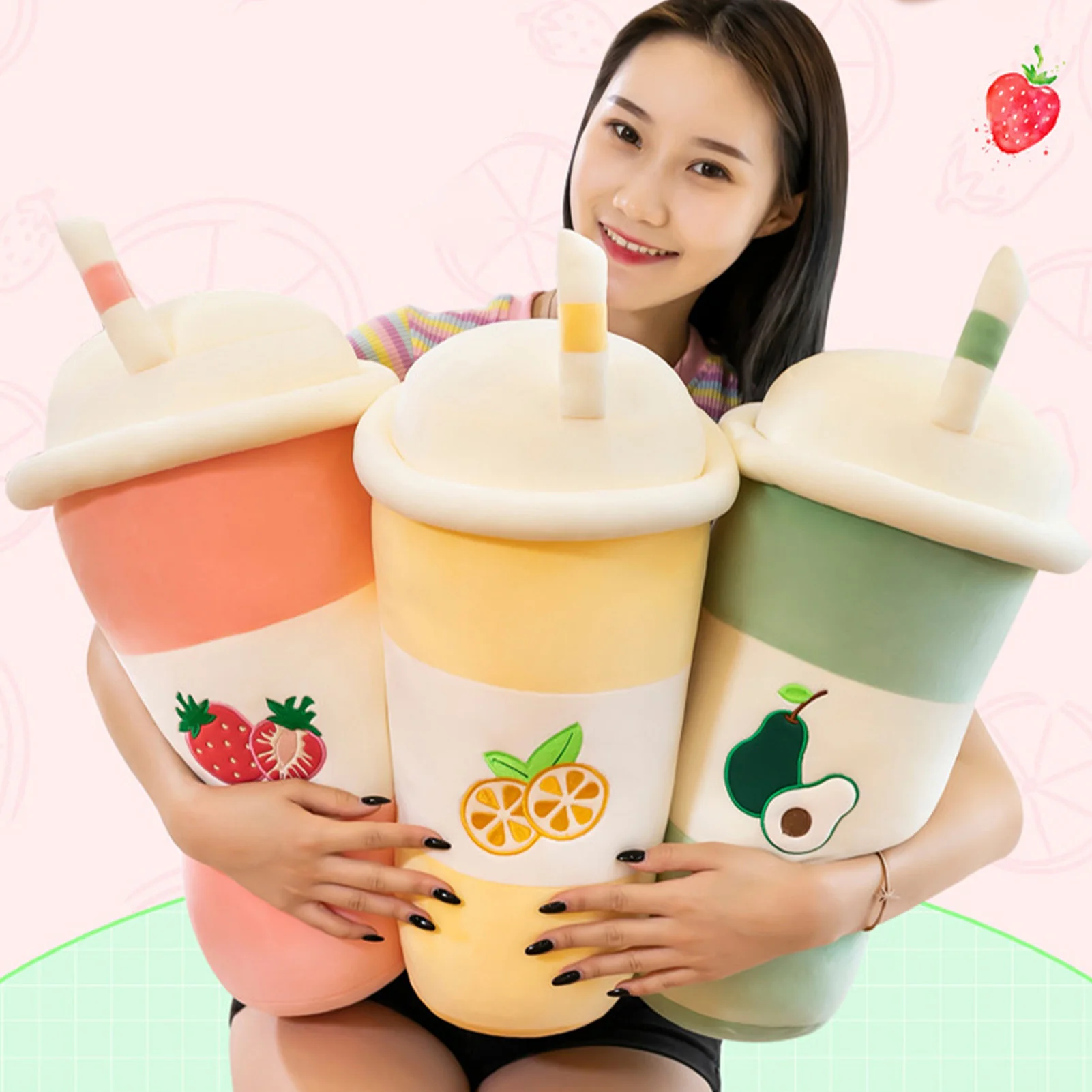 

Cartoon Milk Tea Pillow Soft Plush Cuddling Toy Cute Stuffed Plushie Toys for Children Drinking Cup Simulation Cusion Birthday