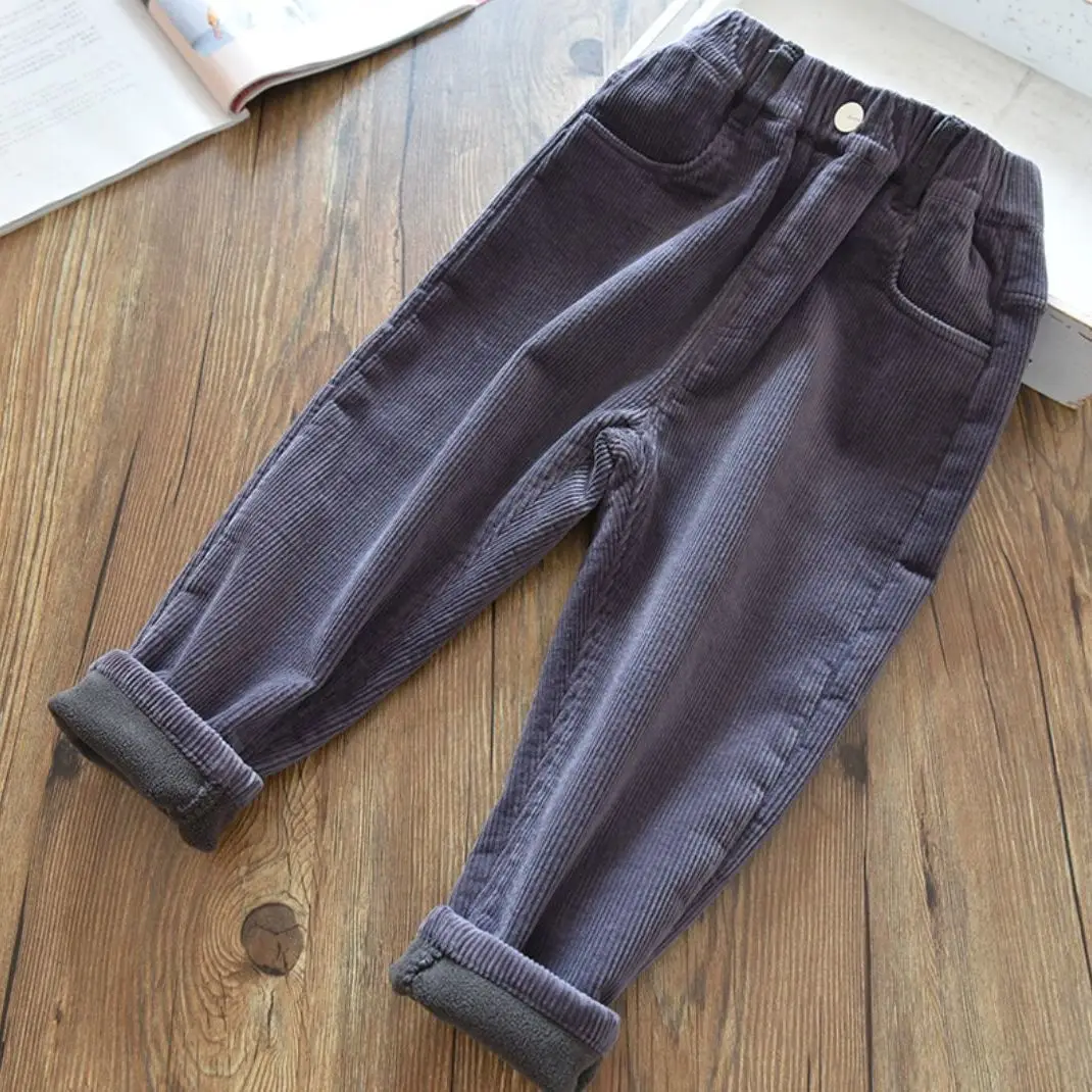 Girls Pants Autumn Winter Outerwear Trousers Plus Velvet Thickening 2021Children's Corduroy Trousers For Teenagers Warm pants