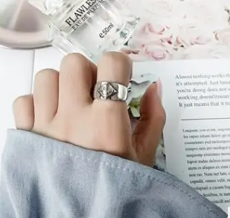Золото SHANICE, 925 пробы, серебряное, Открытое кольцо, для женщин, леди, панк, Винтаж, старый тайский, серебряная, для девушек, цепочка, улыбка, личность, хорошее ювелирное изделие, Anillos - Цвет основного камня: Золото