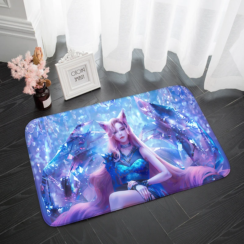 

KDA Pattern Bathroom Portable Kitchen Carpet Indoor Non-slip Area Rugs Flannel Material Retro Rug Doormat Living Room Mat Blue