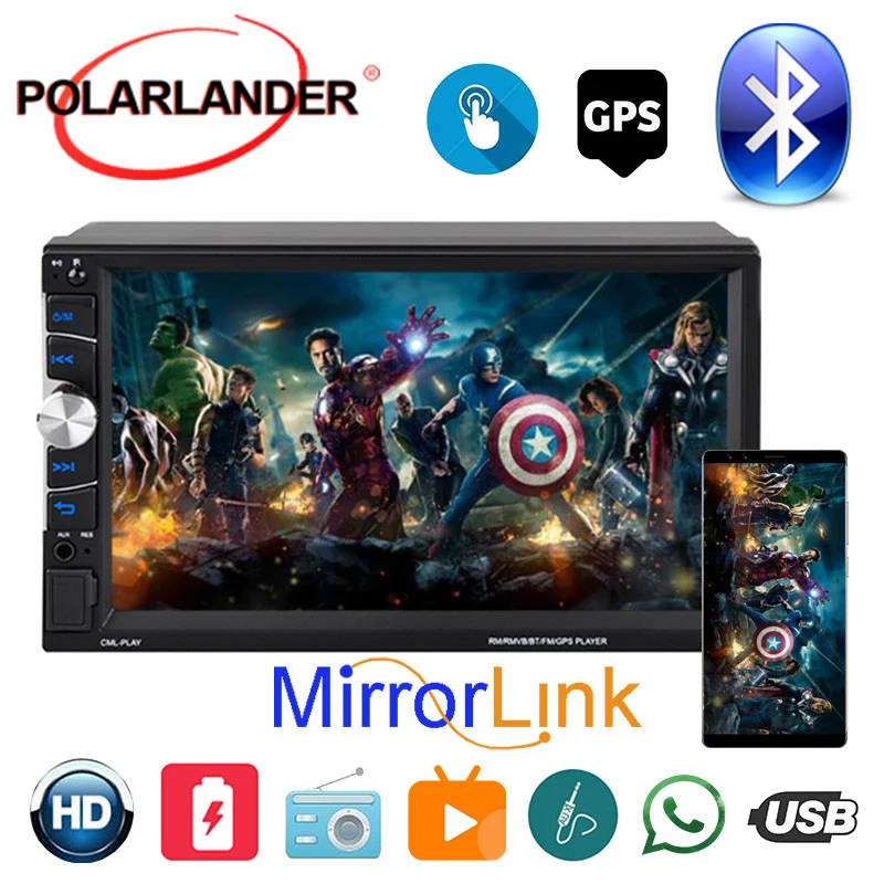 Автомагнитола 2 Din 7-дюймовый мультимедийный mp5-плеер Авторадио для Android MirrorLink