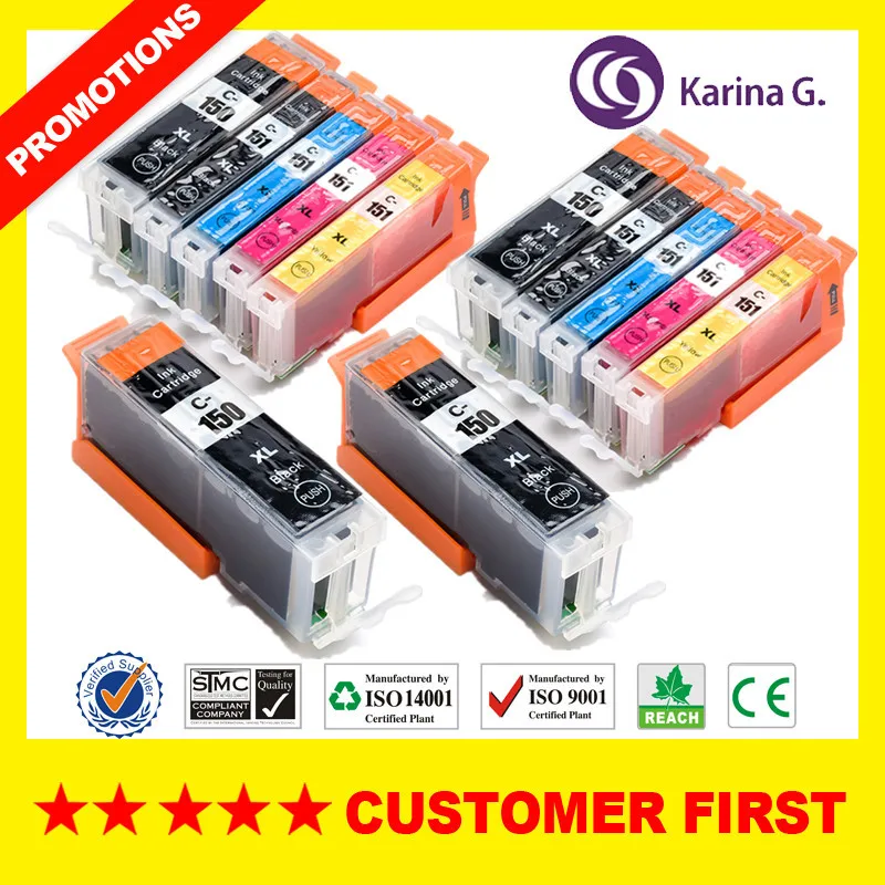 Совместимый для PGI-150 CLI-151 PGI150 PGI 150 чернильные картриджи для Canon PIXMA MG5410/MG5510/MG5610/MG6310/MG6410/MG6610 и т. Д - Цвет: 2Sets Plus 2Big BK