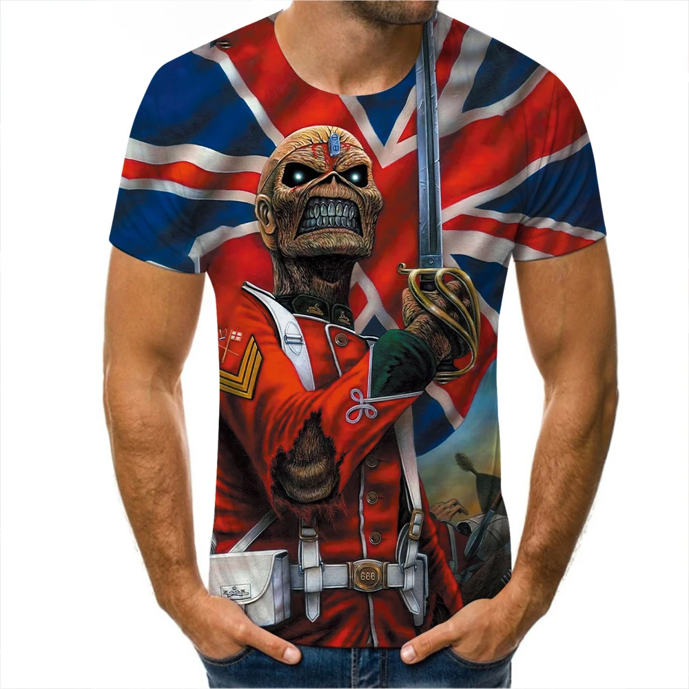 

New Men's Skull T-shirt Punk Style Summer Casual 3Dt-Shirt Men's Top Hip Hop 3D Print Skull Punisher T-shirt