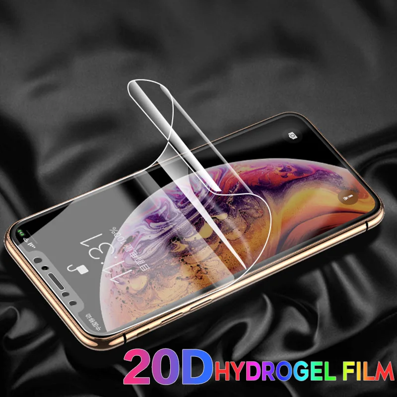 20D полное покрытие Гидрогелевая пленка для iPhone 11 Pro XR X XS MAX Защита экрана 6S 6 7 8 Plus