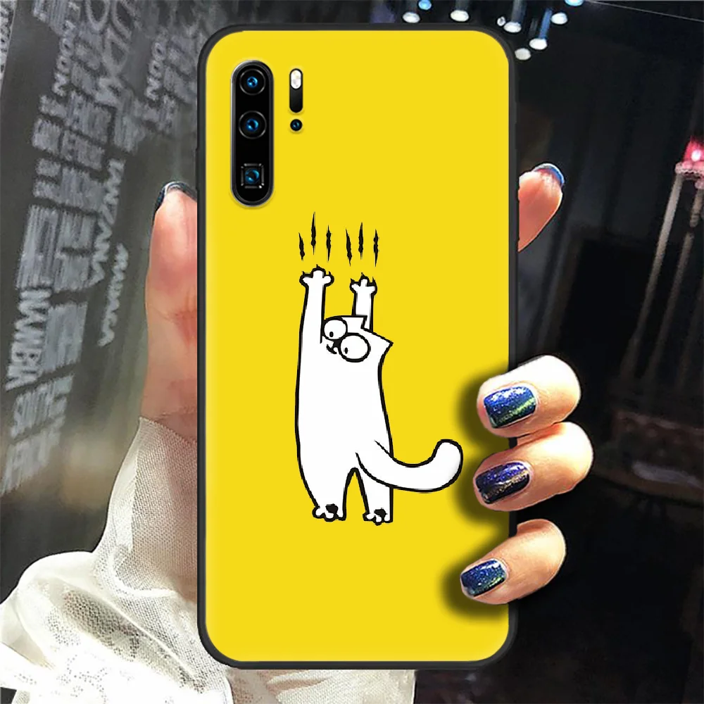

simons cat funny cartoon Phone Case Cover Hull For Huawei P8 P9 P10 P20 P30 P40 Lite Pro Plus smart Z 2019 black shell pretty