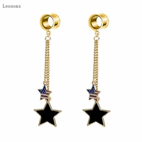 leosoxs 2pcs korean style niche five pointed star long tassel pendant earrings exquisite piercing jewelry