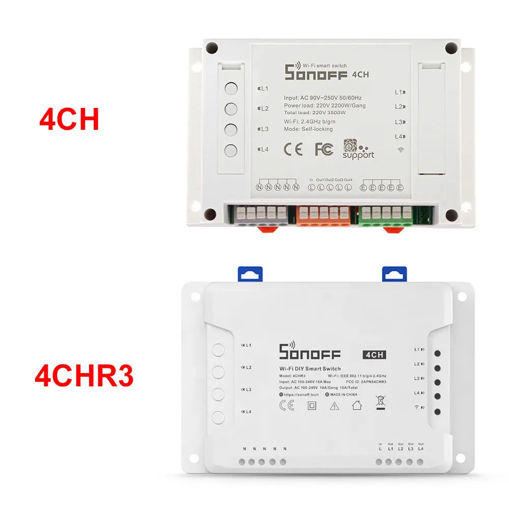 Sonoff 4CH 10A/Gang Wifi смарт переключатель 4 канала дистанционного управления