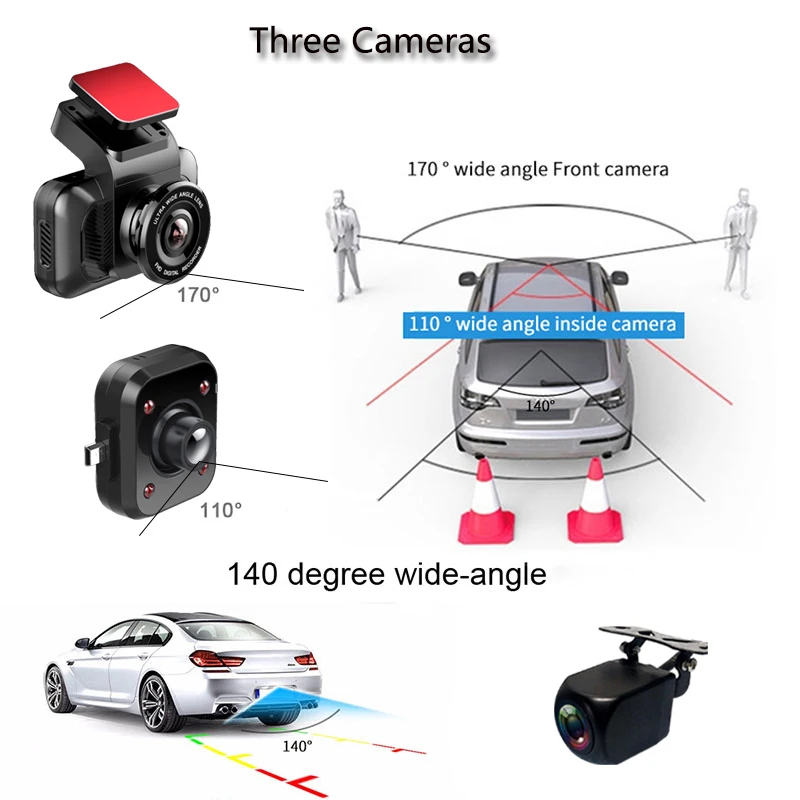 Jiluxing S08S 1296P три камеры Автомобильный видеорегистратор WIFI GPS автомобильные две