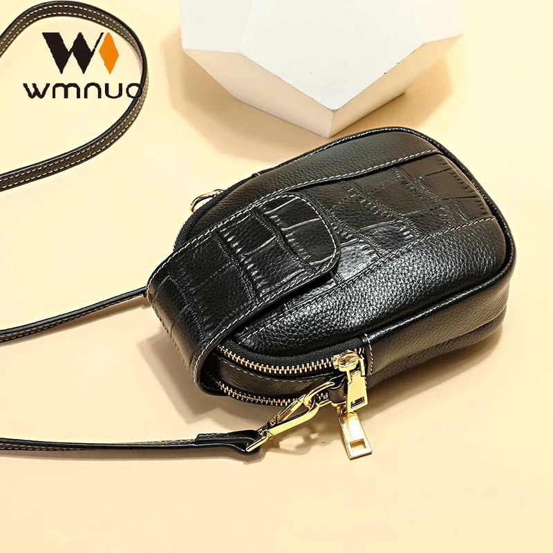 

Женская сумка-Кроссбоди Wmnuo, из коровьей кожи, с двойной молнией